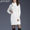 Autumn/Winter Plus Size Women's Knitted Dress Longline Turtleneck Sweater