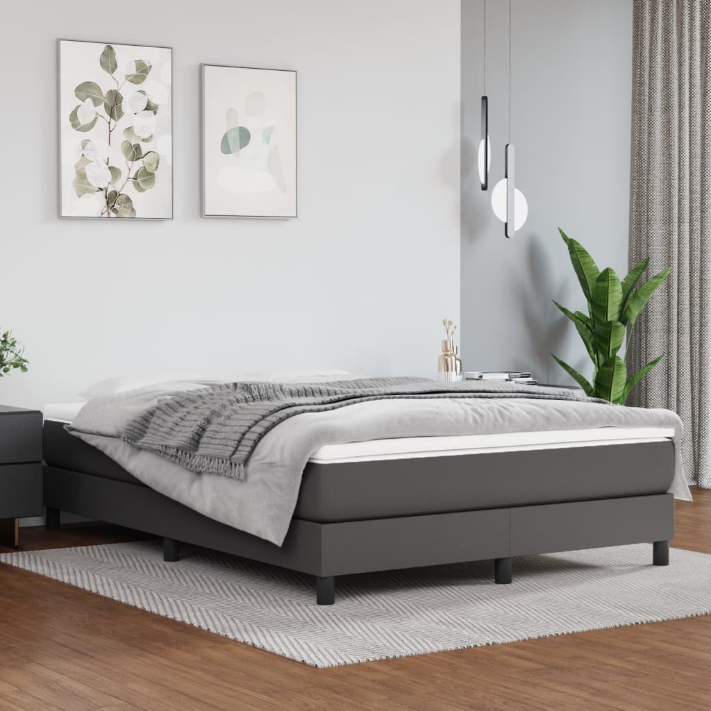 Vidaxl Materac Kieszeniowy, Szary, 140X190X20 Cm, Sztuczna Skóra