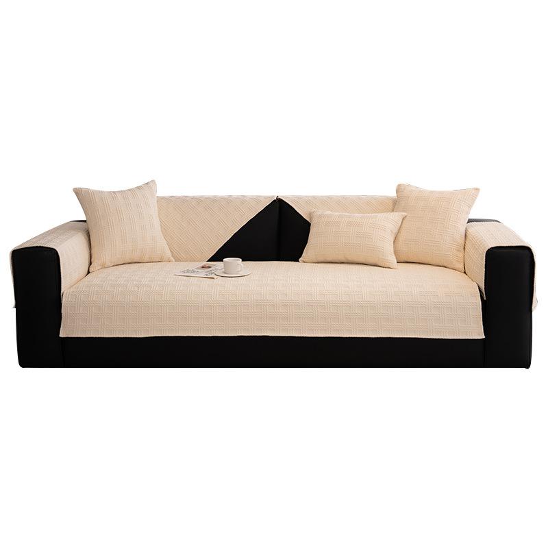 Новая хлопково-льняная подушка для дивана, универсальная для всех сезонов, утолщенная нескользящая подушка для сиденья, однотонный чехол для дивана высокого класса, накидка