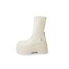Women's Thick-soled Heightening 6-8CM High-tube Mid-tube Boots Autumn New Outdoor White Wearing Slip-on Casual Boots Size 35-39