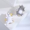 Blucome Прекрасные масляные танцующие белые броши с котом, ювелирные изделия из эмалированного сплава, свитер, шапки, аксессуары для женщин и девочек
