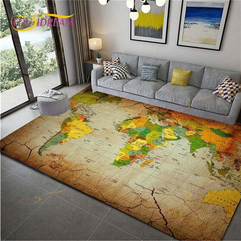 Карта мира Ковер Карта Коврики Домашний декор Мягкий фланелевый коврик для спальни Детские игры Ковры для ползания для гостиной Ковры для гостиной