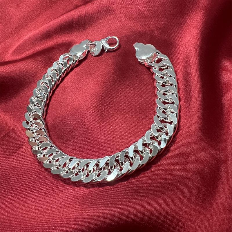 Благородный браслет-цепочка из стерлингового серебра 925 пробы с квадратной цепочкой для женщин и мужчин, очаровательный подарок на вечеринку, свадебные модные украшения