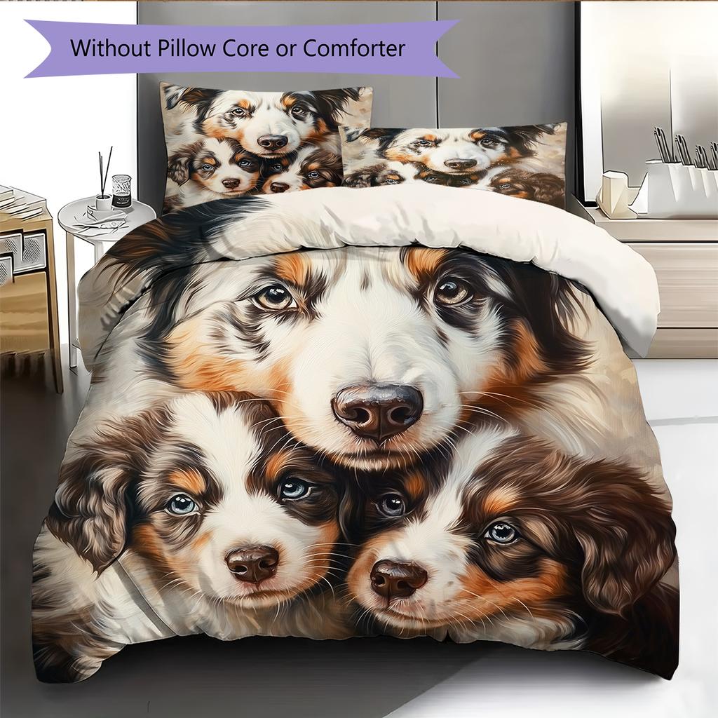 Australian Shepherd dog Pattern Bedding Home Decoration Birthday Gift (1 * duvet cover + 2 * pillowcase, without core)