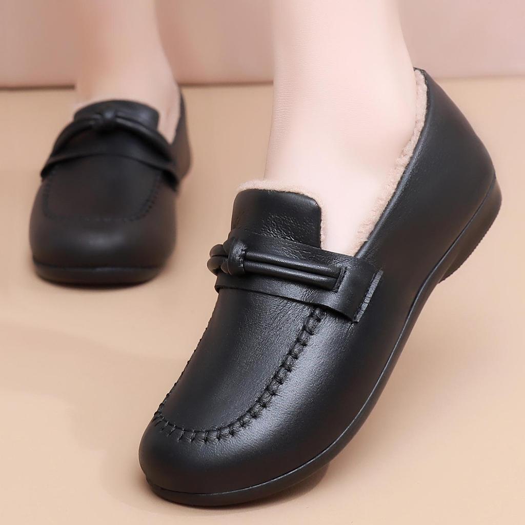 Women's New Fashion Comfortable Leather & Velvet Ankle Boots - Warm and Lightweight Cotton Shoes