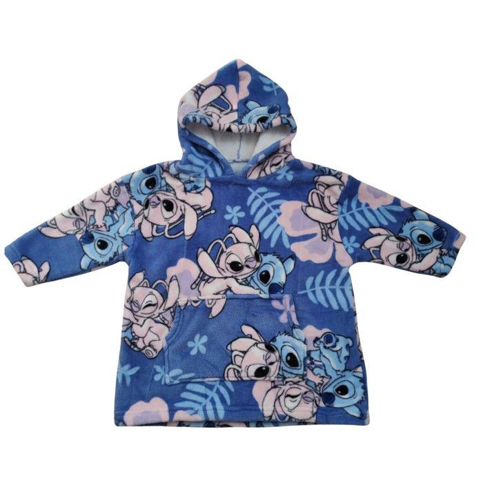 Plaid à Capuche Polaire - DISNEY - Lilo &amp; Stitch - Doux et Chaud - 3-6 ans - Bleu