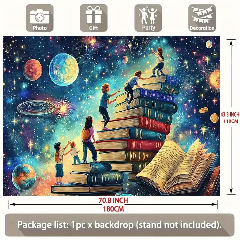 Волшебные Книги Лестница Галактика Гобелен, Детская Читальня Фантазия Звездное Небо Настенный Декор