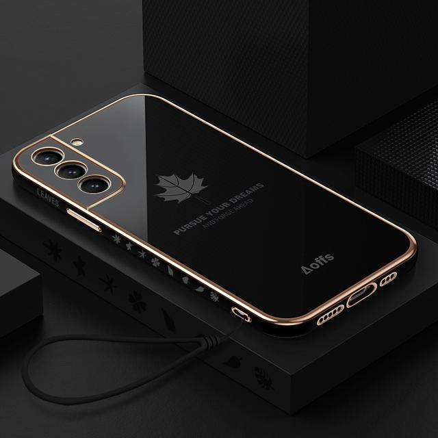 Роскошный чехол с ремешком из кленового листа для Samsung Galaxy S23 Ultra S22 Plus S21 S20 Plus Ultra S21 FE S22 Plus, мягкий силиконовый защитный чехол для объектива