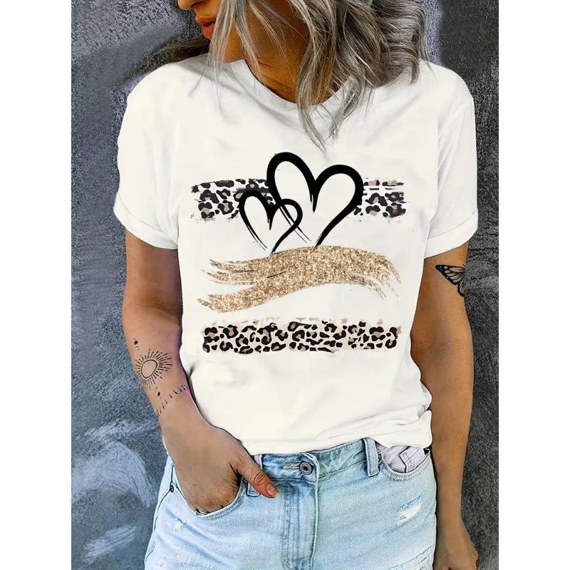 Женская футболка с коротким рукавом ко Дню святого Валентина, с 3D-принтом «Любовь», простая и персонализированная, с круглым вырезом