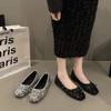 Summer Square Toe Shallow Toe Flat Heel Sequined Women's Bean Shoes