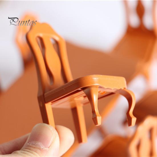 Кукольный домик Мини-Симпатичная пластиковая модель мебели Миниатюрный стол-стул Набор домашнего декора