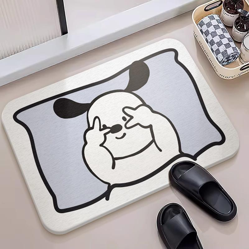 Cartoon hard diatom mud floor mat bathroom suction board non-slip quick-drying mat toilet door toilet floor mat foot mat