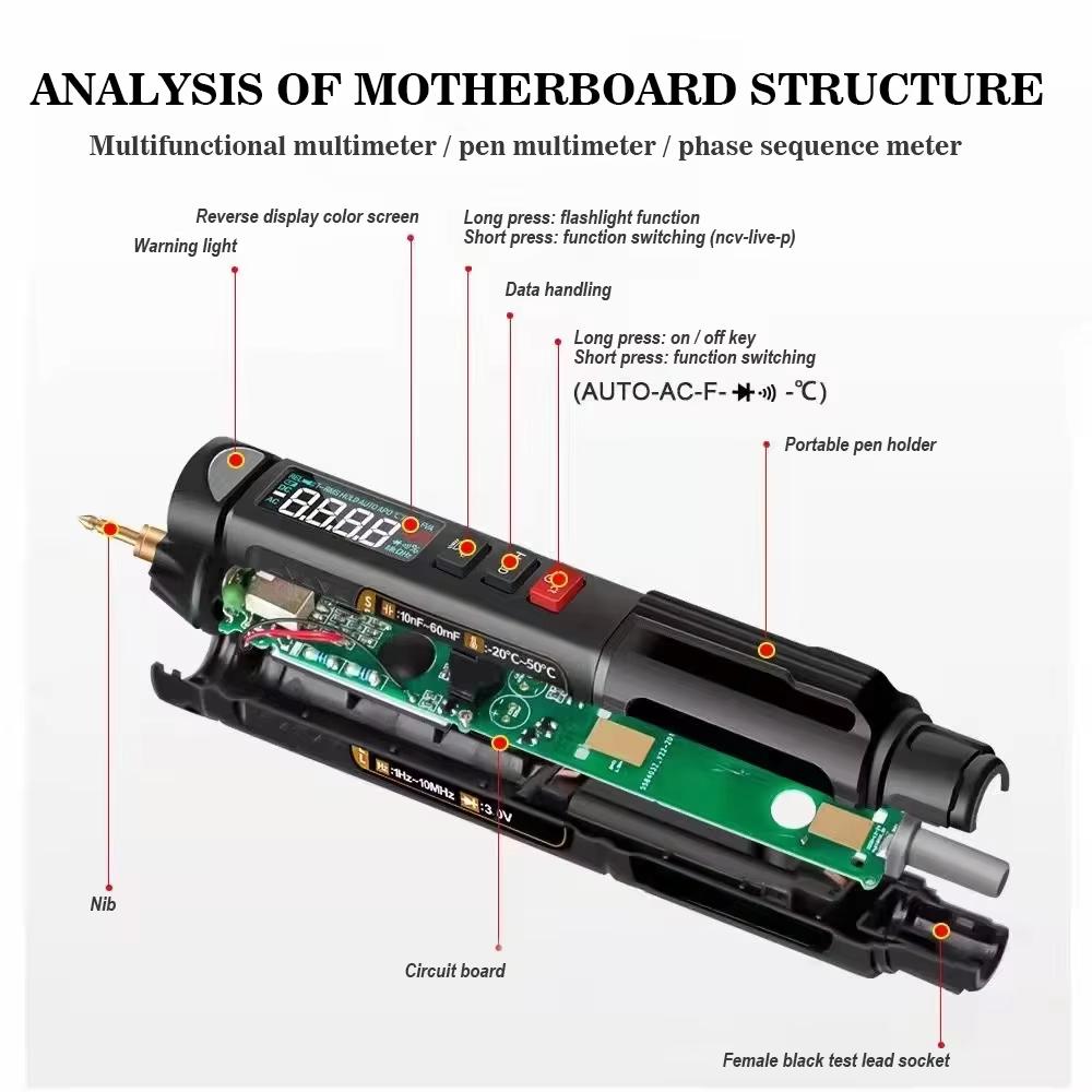 Digital Multimeter of QHTITEC Pen 118A/118B 6,000 Gauge Measuring Device Automatic Voltage Detection