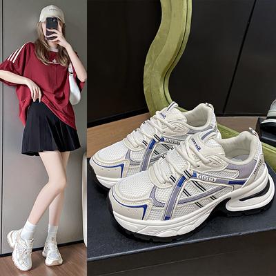 2025 лето новая корейская версия дышащие кроссовки для папы женские студенческие повседневные туфли женские на платформе увеличивающие рост кроссовки для бега BS120