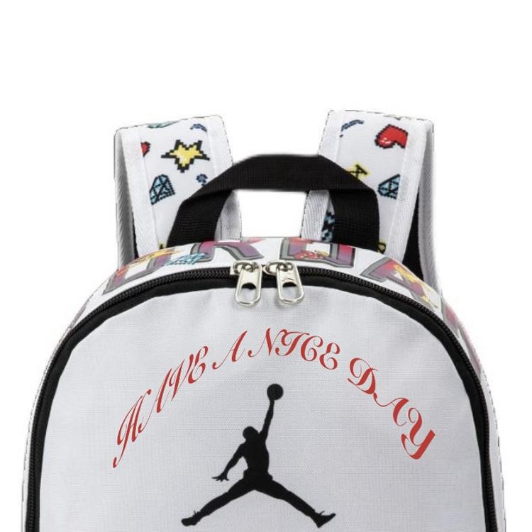 Jordan Custom Bag Letter Print Fashion Cute Star Diamond Polyester Backpack Unisex Backpack White DZ3755-100(TEAM378-ZIMU-X1)