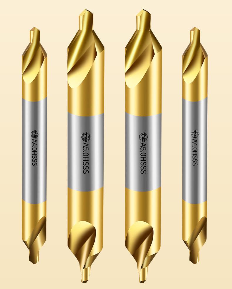 Центровочное сверло Tiangong типа А из быстрорежущей стали с титановым покрытием для нержавеющей стали