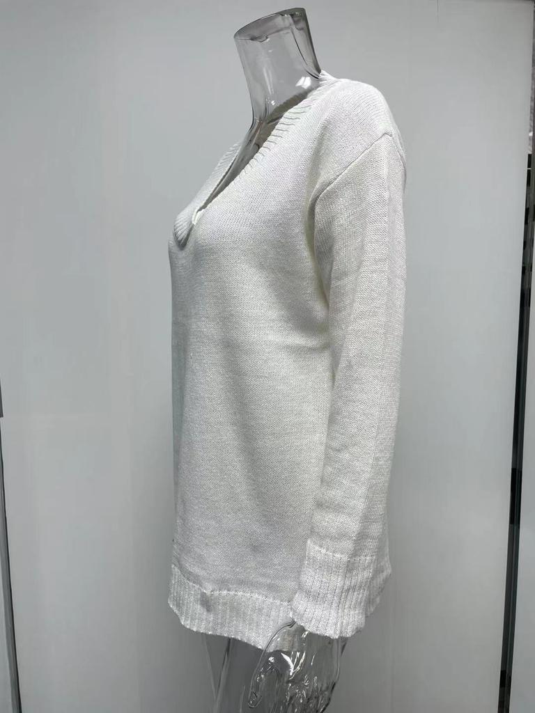 Модный женский свитер 2025 года осень и зима однотонный женский свитер с V-образным вырезом и длинным рукавом трикотажный топ трикотажная одежда джемпер базовый свитер пуловер