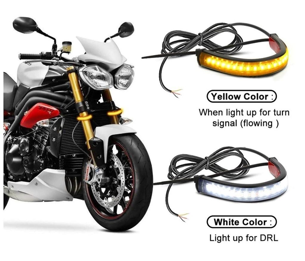 DRL FLEX LED дневные ходовые огни + динамические указатели поворота для мотоциклов, 12 В