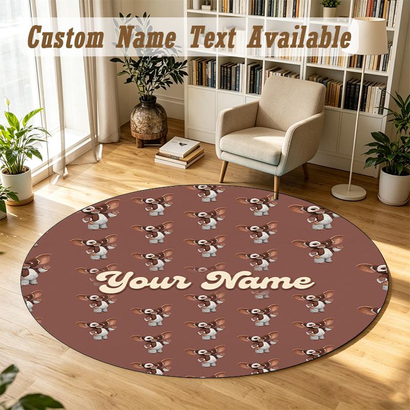 Gremlins Gizmo Personalized Round Rug Support Custom Name, Soft Home Decor Mat