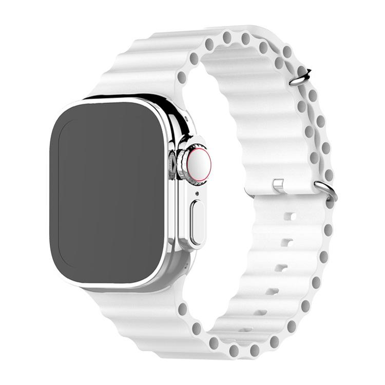 Ремешок из силикона Marine для Apple Watch S10 с двойной пряжкой для спортивных часов Ultra2