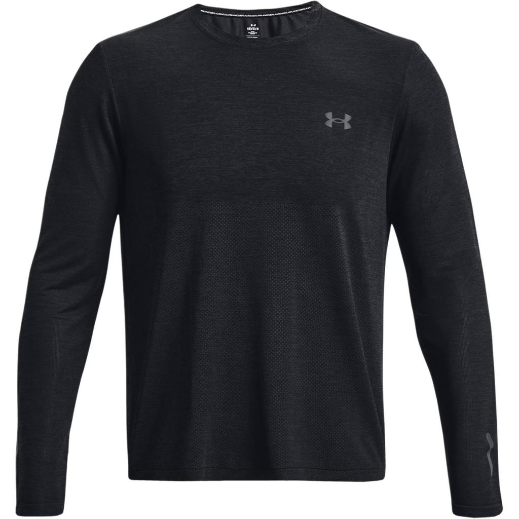 Under Armour Solid Color Crew Neck Pullover Straight Long Sleeve T-Shirt Men Tops Black 1375693-001