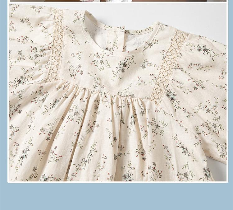 Комплект платья принцессы с цветочным принтом для девочек на весну и осень 2025 года