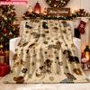 Blanket 1pc Cute Dogs And Bones 2D-Printed Flannel Throw Blanket - Soft And Cozy Suitable for Use On The Sofa While Traveling At T