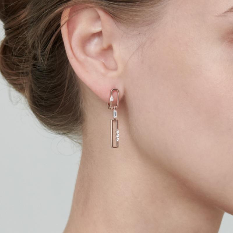 ELLE Jewelry 14K Square Cubic Drop Earrings (Gold Pin) ELGPEE389