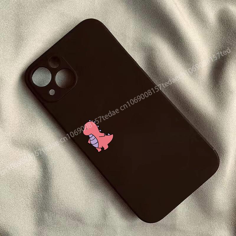 Милый чехол для телефона с мультяшными динозаврами для iPhone 16 15 14 11 12 13 Pro Max Mini 16E 17 Pro. Минималистичный силиконовый чехол для влюбленных.