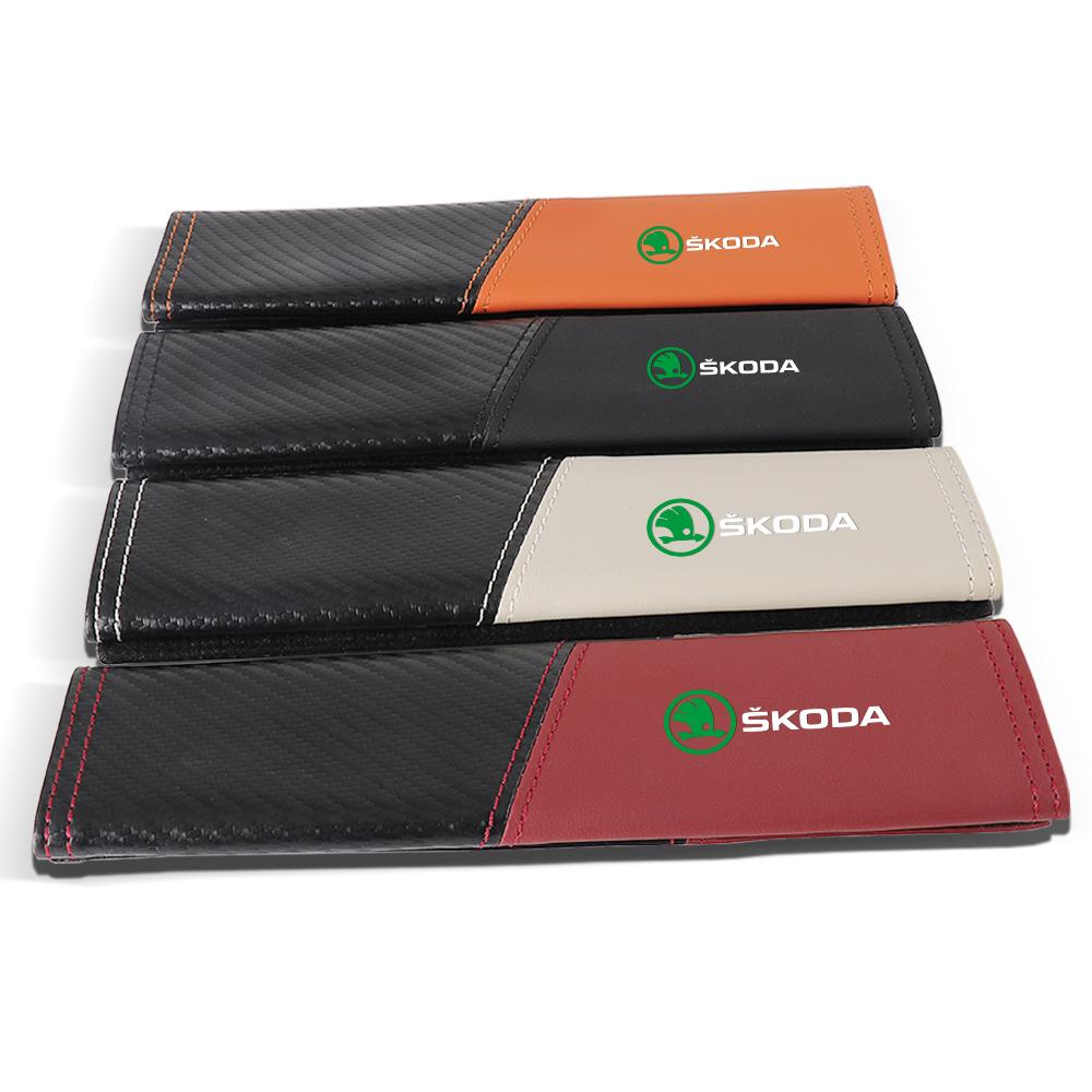 BUD1 1/2PCS Car Safety Belt Pad Adjustable Seat Belt Cover Shoulder Strap Mat for Skoda Octavia Rapid Fabia Superb S Karop VII Kodiaq