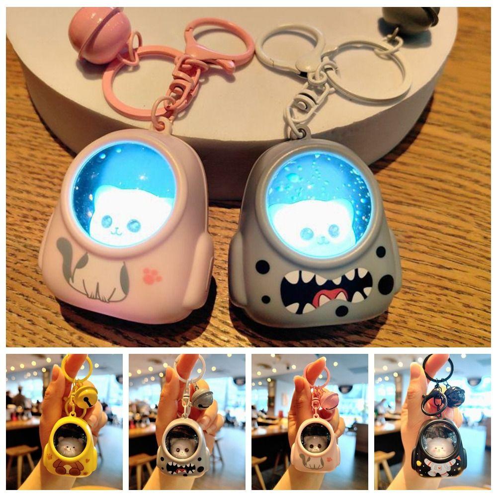 Cat Backpack Lights Key Chain Bear Cute Bag Charm Personality Cartoon Animal Keychain  Gift