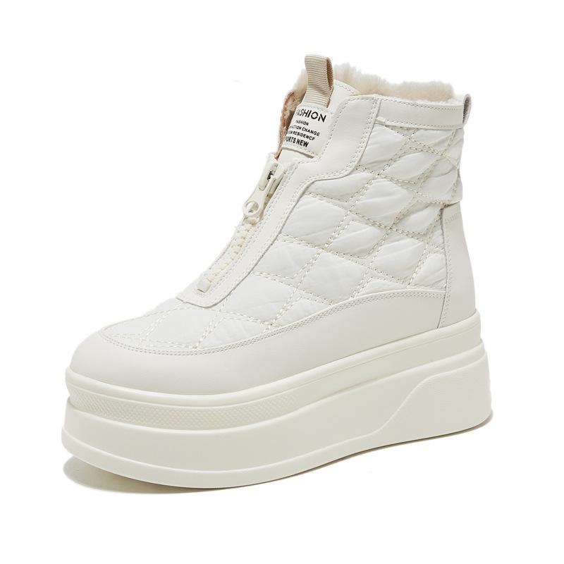 Женские зимние теплые ботинки для снега с застежкой-молнией, ботильоны на толстой платформе с подкладкой из искусственного меха, удобные нескользящие короткие ботинки для ходьбы для женщин