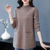 Women's Plus Size Slimming Knitted Cardigan - Mid-Length, Round Neck Sweater for Autumn/Winter