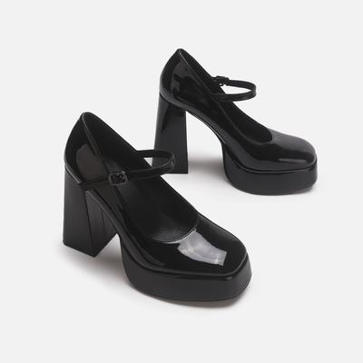 Мэри Джейн на толстом каблуке туфли-лодочки женские одинарные туфли подружки невесты квадратный носок ремешок с одной пряжкой с водонепроницаемой платформой туфли на платформе