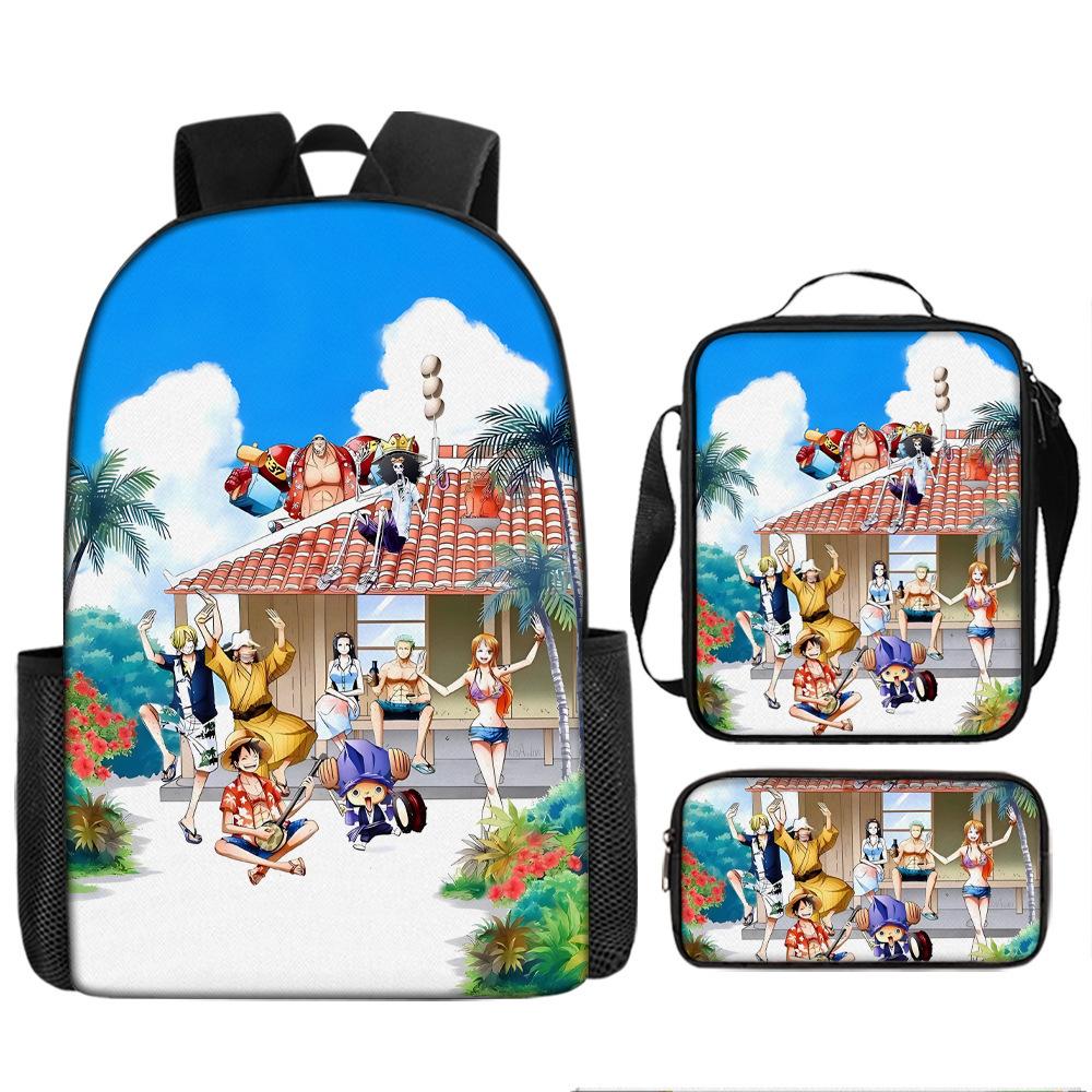 One Piece Луффи Школьная сумка One Piece Рюкзак Зоро Студенческий Рюкзак Морской Король Портфель Набор Пеналов