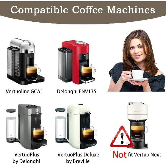 5Pcs Refillable Coffee Capsule Vertuo Pods, 230ml Reusable Refill Vertuoline Pod Coffee Capsule Filter Cup for Nespresso Vertuoline Machine
