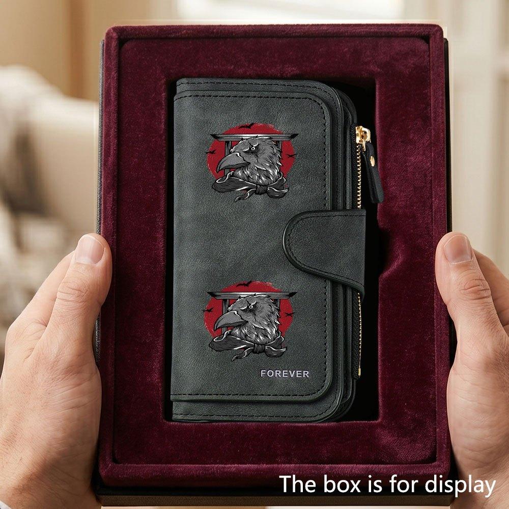 Unique Japanese Mythology Tengu Men's Large Capacity Wallet with Business Card Slot and Cash Pocket, Suitable for Formal Occasions and Office Use,