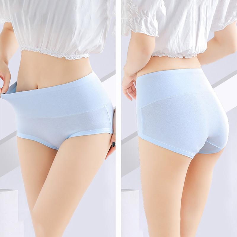 WTEMPO High-grade 4 PCS Elastic High Waist Underwear for Women Cotton Antibacterial Underwear Pure Cotton Crotch Large Size Triangle Briefs