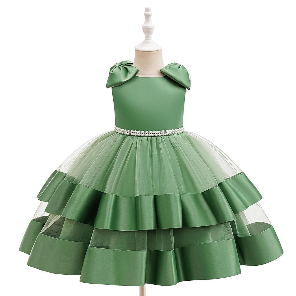 Европейское и американское платье принцессы 2025 года: Пышная юбка для малышей и маленьких детей с рукавами-буфами - Идеально для выступлений и показов