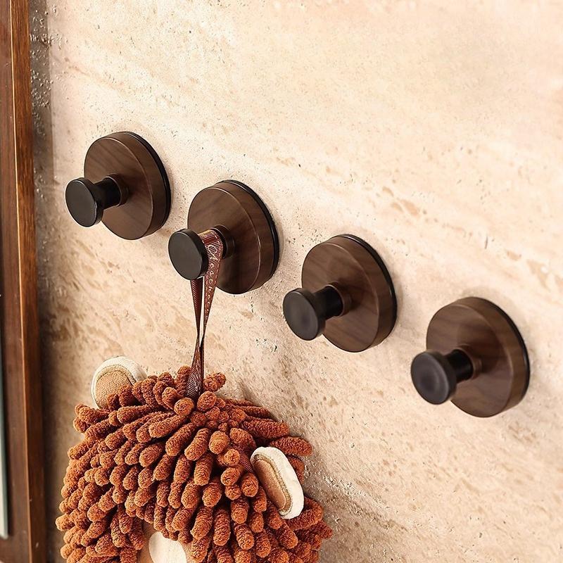 Деревянный крючок для двери из ореха, прочный настенный одинарный крючок, самоклеящийся крючок для одежды, без сверления