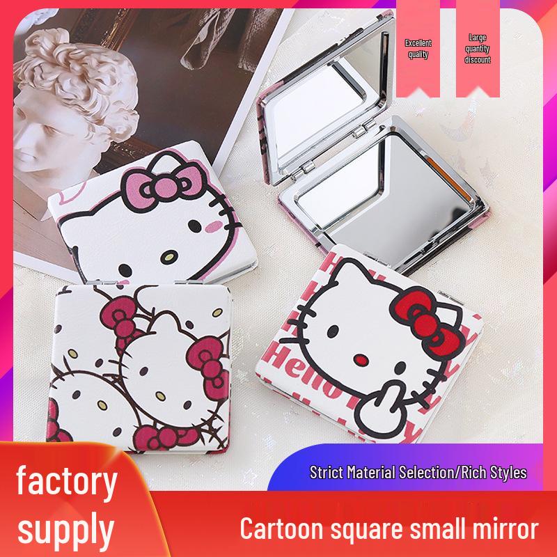 Портативное складное зеркало для макияжа Sanrio - Милый мультяшный ручной аксессуар для подкрашивания