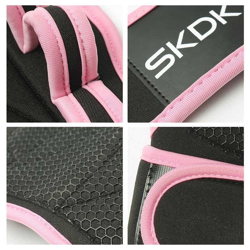 Перчатки для тренировок с повязками на запястьях, противоскользящие силиконовые перчатки для защиты ладоней, штанга, фитнес, тренажерный зал, перчатки розового цвета для женщин