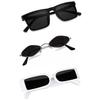 Sheomy Unisex Combo Offer Pack of 3 Shades Glasses Square Sunglasses Rectangle Retro Vintage Narrow Women::Men ,HBW-013