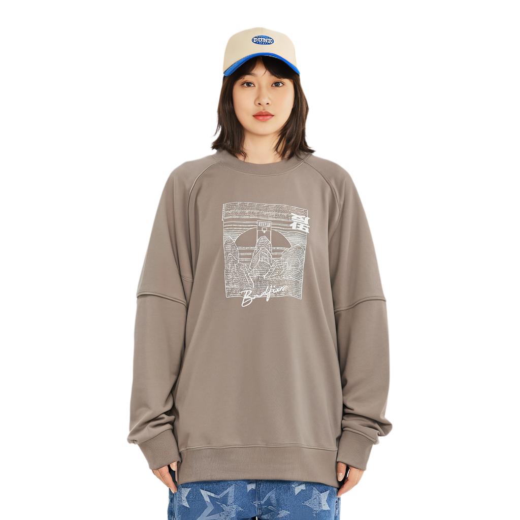 Женская толстовка с круглым вырезом и принтом Li Ning Badfive Basketball Series Bark-Brown AWDR056-2