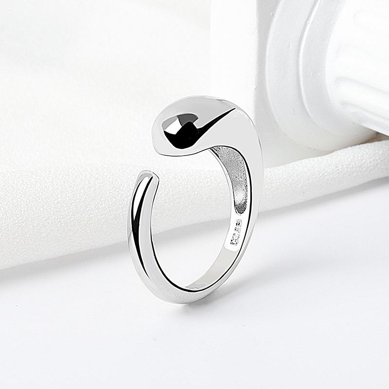Geometric Glossy Concave Convex Shaped Ring Female Niche Design Personality High Sense Finger Ring Ins Cold Temperament Opening Index Finger Ring