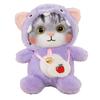 Cat Plush Toy Lovely Bell Soft Colorful Fuzzy Stuffed Cat Plush Toy for Children Birthday Purple