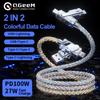 100W 2 In 2 Fast Charging Cable USB Cord LED Light USB C USB C Cord Type C Cable For iPhone 11 12 13 14 15 Xiaomi Samsung