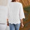 Женская модная и сексуальная блузка-пуловер с V-образным вырезом и рукавами три четверти, отделанная кружевом