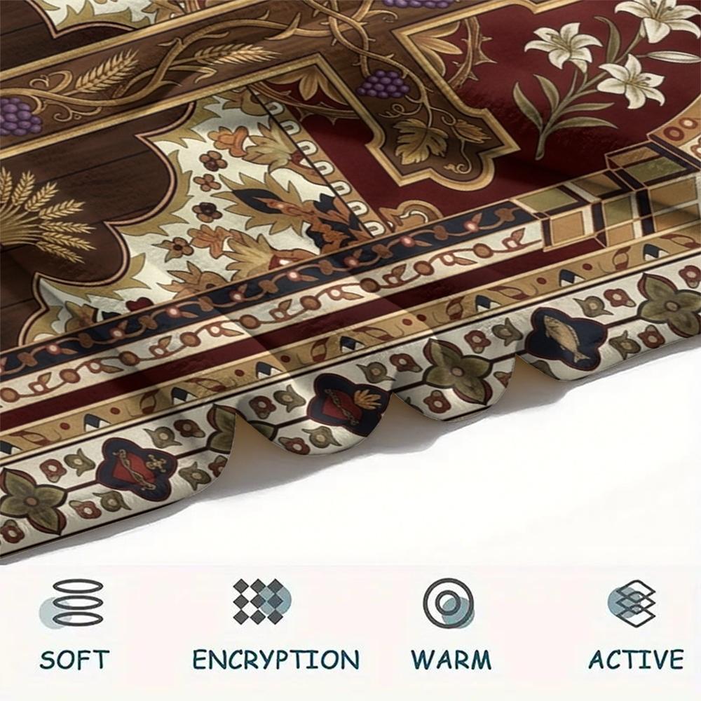 1PC Custom Name Religious Cross Gothic Patterned Flannel Blanket Suitable For All Seasons for Home Decor Warmth and Comfort Gifts Holiday Present_xia