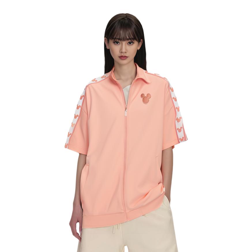 Li Ning Disney Collaboration Series Повседневный свободный свитшот с рисунком в полоску и принтом в виде животного, воротник-стойка, унисекс, свитшот, яркий-лотос-оранжевый AWDR580-8